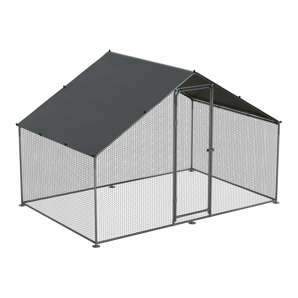 Dellonda Walk-In Galvanized Chicken Run with Roof Cover, 3x2x2m (DG278)