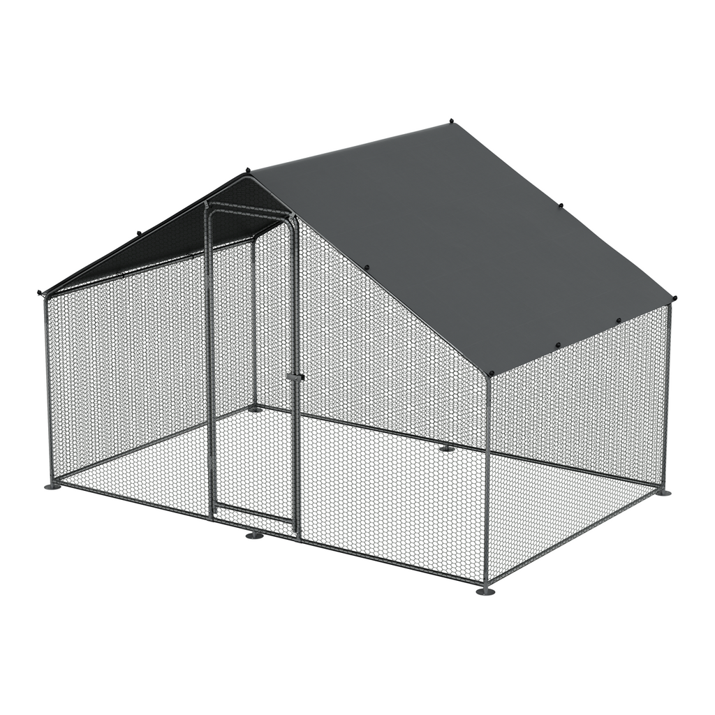 Dellonda Walk-In Galvanized Chicken Run with Roof Cover, 3x2x2m (DG278)
