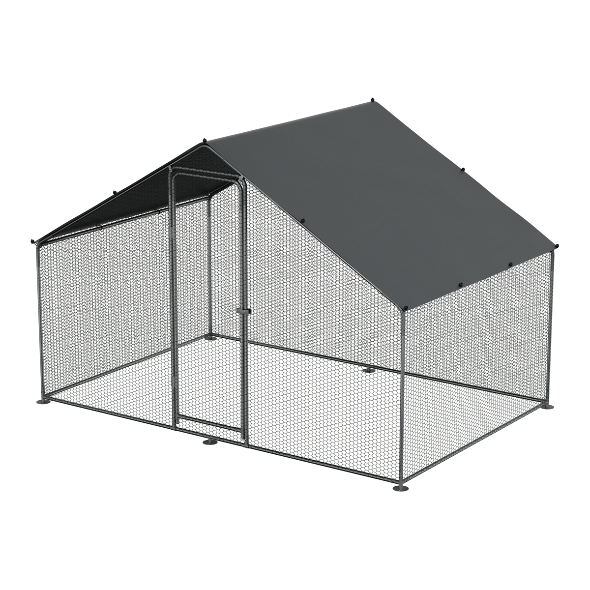 Dellonda Walk-In Galvanized Chicken Run with Roof Cover, 3x2x2m (DG278)