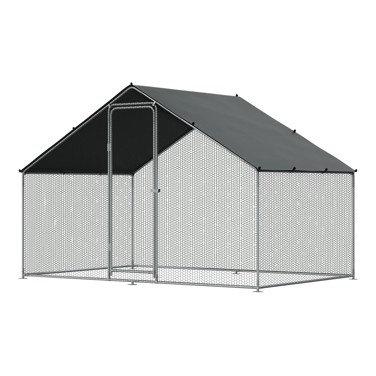 Dellonda Walk-In Galvanized Chicken Run with Roof Cover, 3x2x2m (DG278)