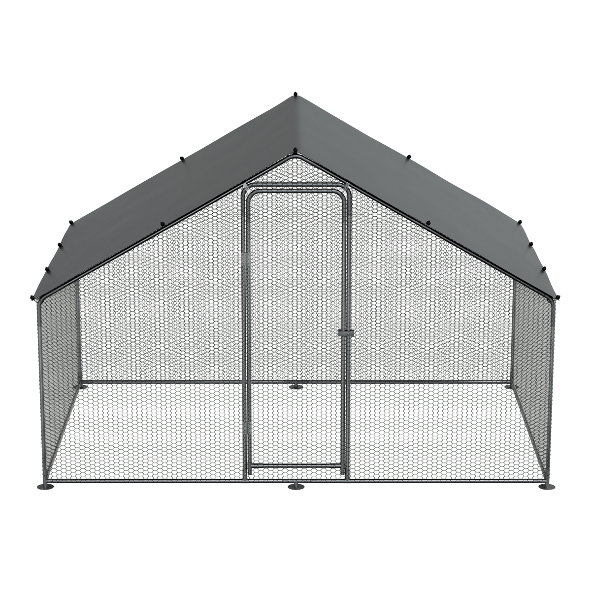 Dellonda Walk-In Galvanized Chicken Run with Roof Cover, 3x2x2m (DG278)