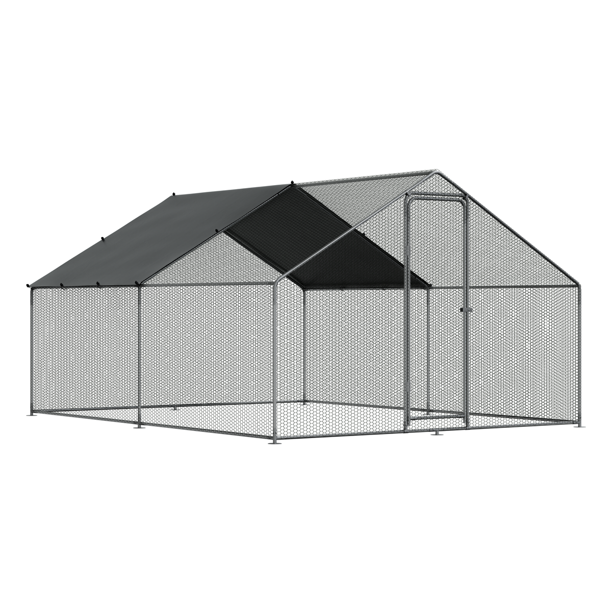 Dellonda Walk-In Galvanized Chicken Run with Roof Cover, 3x4x2m (DG279) (Factory Refurbished A)