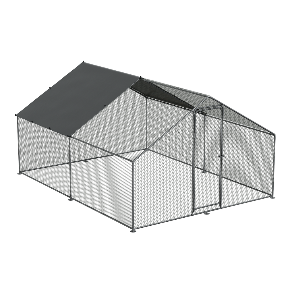 Dellonda Walk-In Galvanized Chicken Run with Roof Cover, 3x4x2m (DG279)
