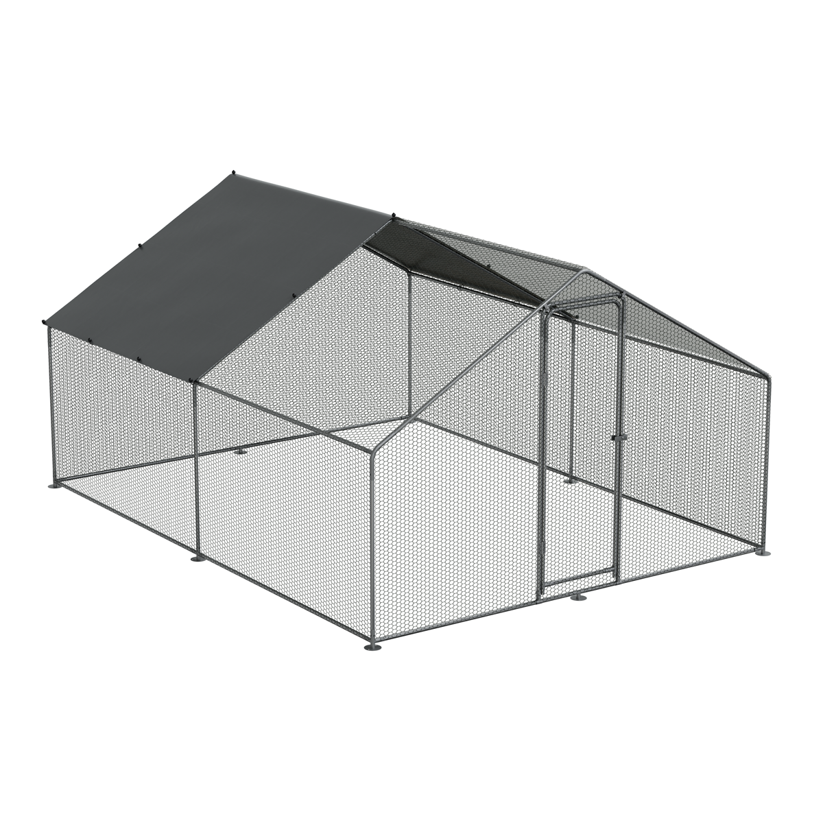 Dellonda Walk-In Galvanized Chicken Run with Roof Cover, 3x4x2m (DG279)
