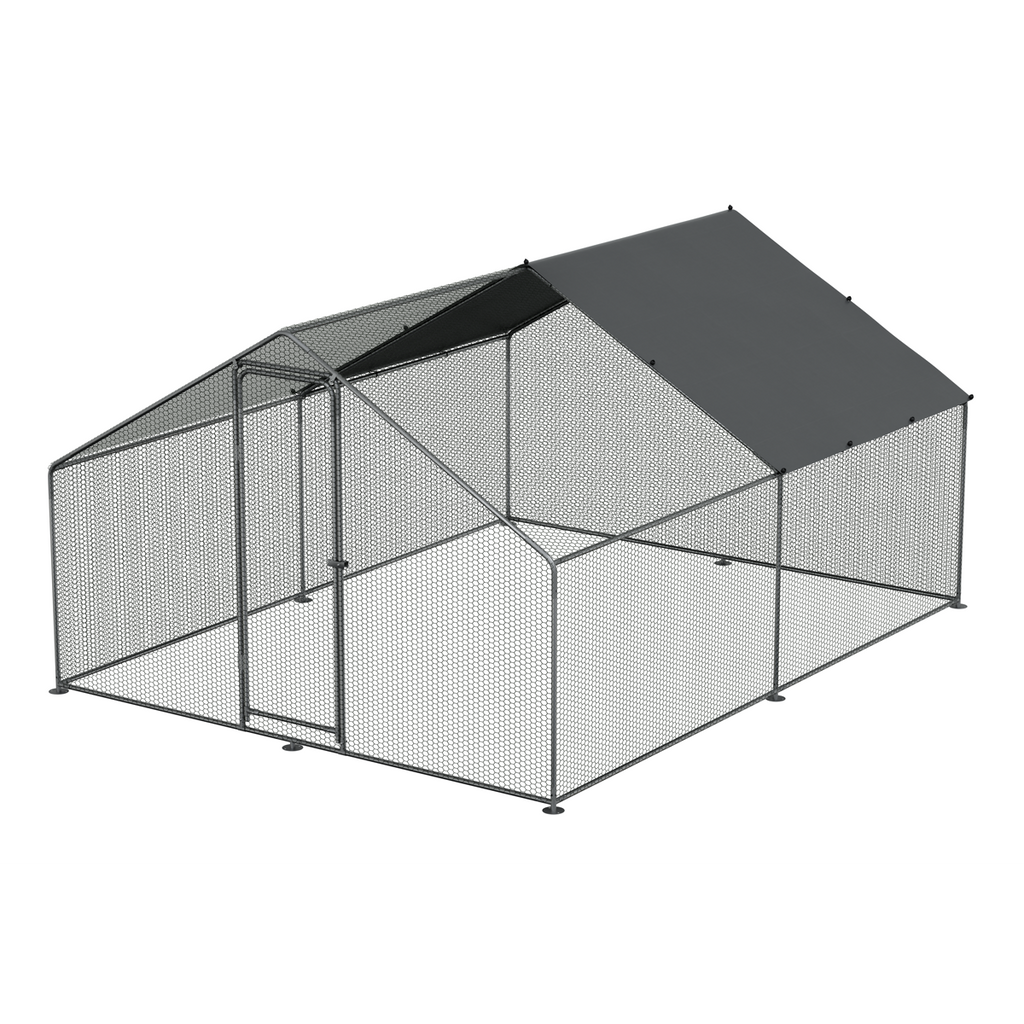 Dellonda Walk-In Galvanized Chicken Run with Roof Cover, 3x4x2m (DG279)
