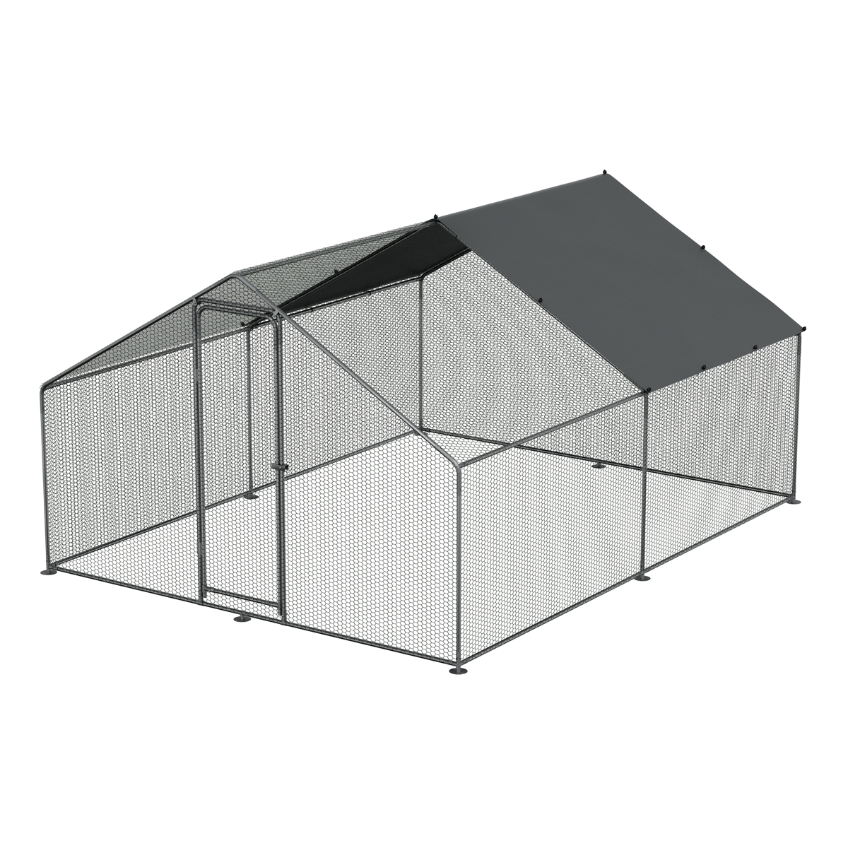 Dellonda Walk-In Galvanized Chicken Run with Roof Cover, 3x4x2m (DG279)
