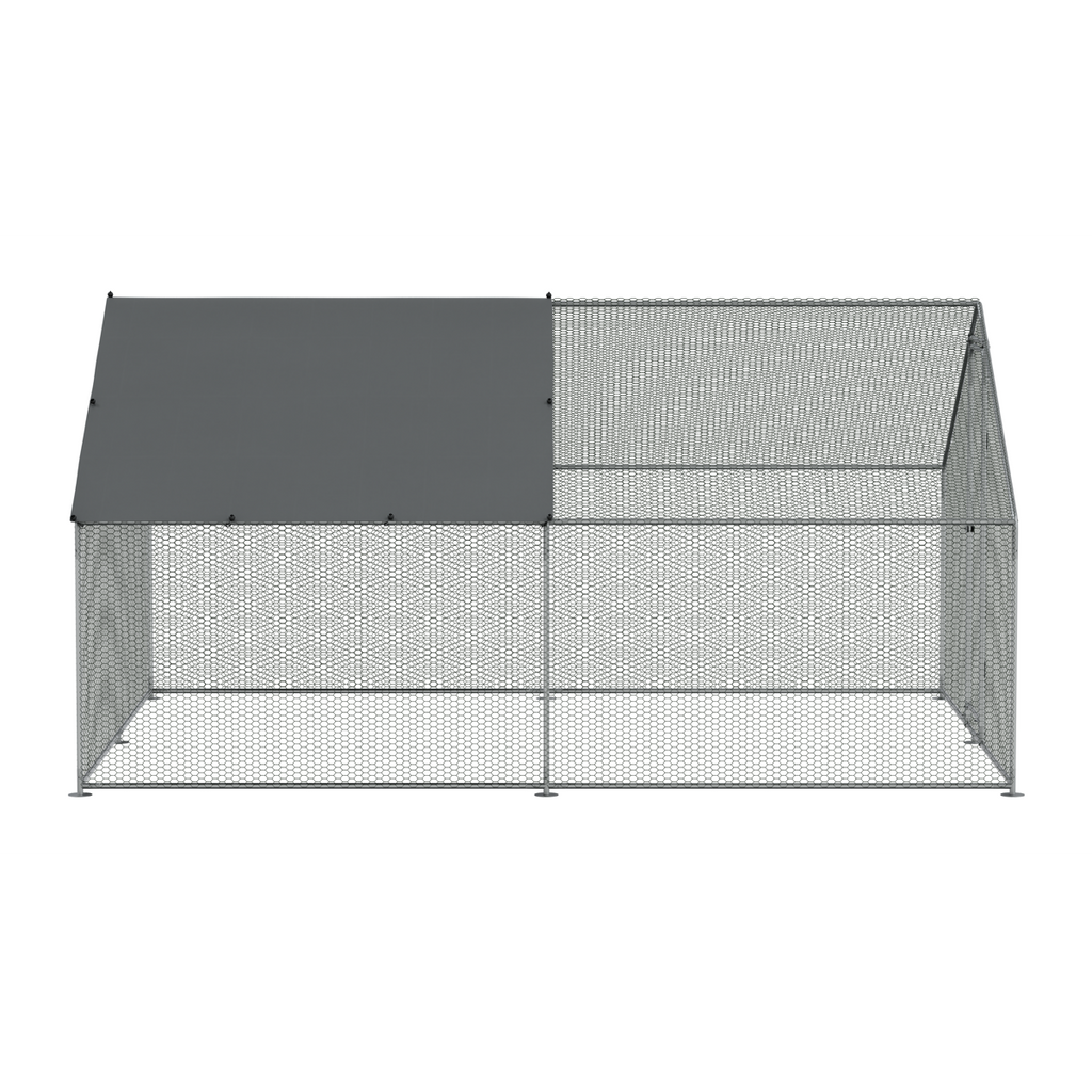 Dellonda Walk-In Galvanized Chicken Run with Roof Cover, 3x4x2m (DG279)