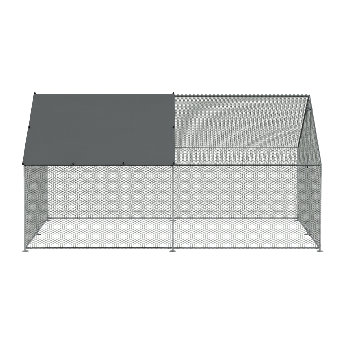 Dellonda Walk-In Galvanized Chicken Run with Roof Cover, 3x4x2m (DG279)
