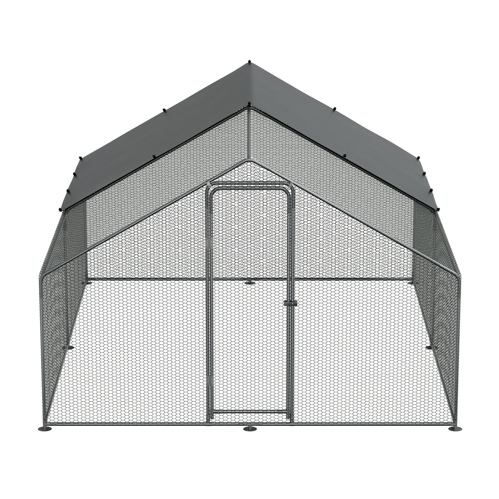 Dellonda Walk-In Galvanized Chicken Run with Roof Cover, 3x4x2m (DG279)