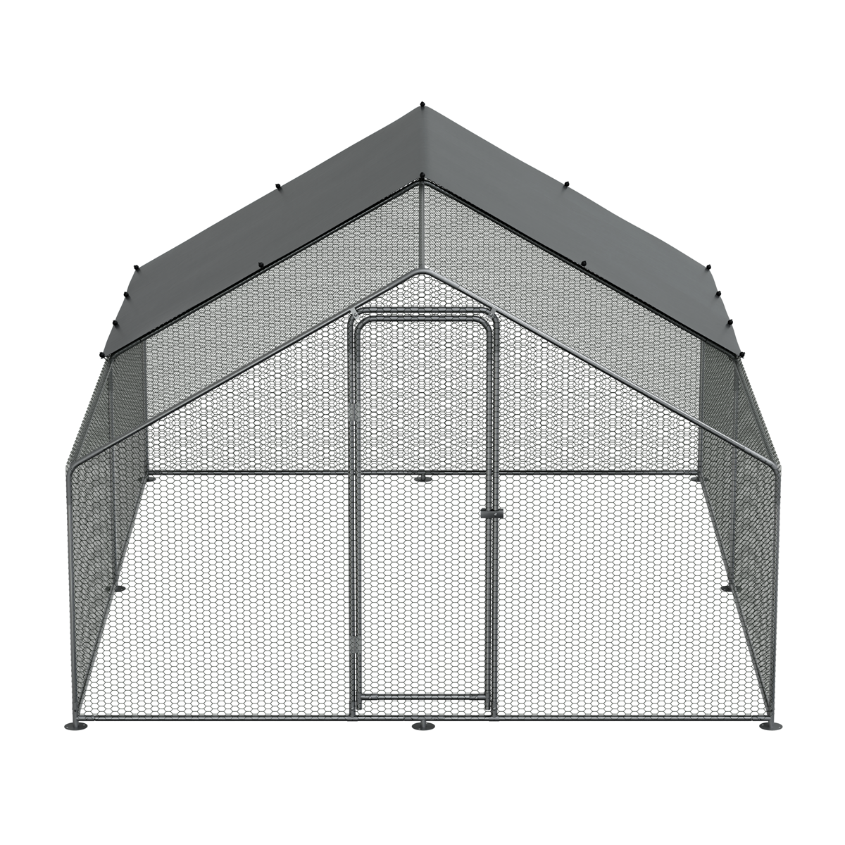 Dellonda Walk-In Galvanized Chicken Run with Roof Cover, 3x4x2m (DG279)