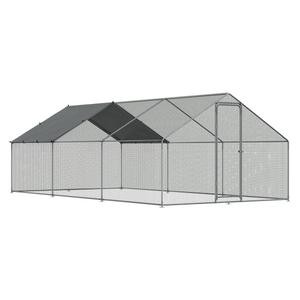 Dellonda Walk-In Galvanized Steel Chicken Run with Roof Cover & PVC Coated Chicken Wire