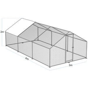 Dellonda Walk-In Galvanized Steel Chicken Run with Roof Cover & PVC Coated Chicken Wire