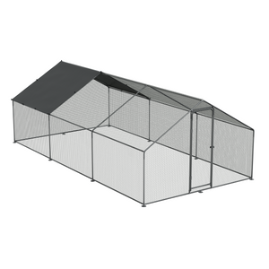 Dellonda Walk-In Galvanized Steel Chicken Run with Roof Cover & PVC Coated Chicken Wire