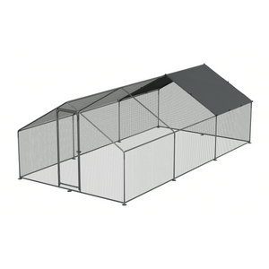 Dellonda Walk-In Galvanized Steel Chicken Run with Roof Cover & PVC Coated Chicken Wire