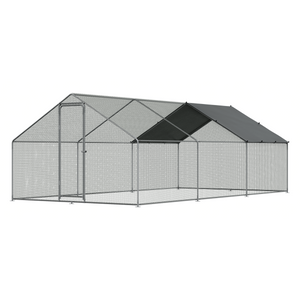 Dellonda Walk-In Galvanized Steel Chicken Run with Roof Cover & PVC Coated Chicken Wire