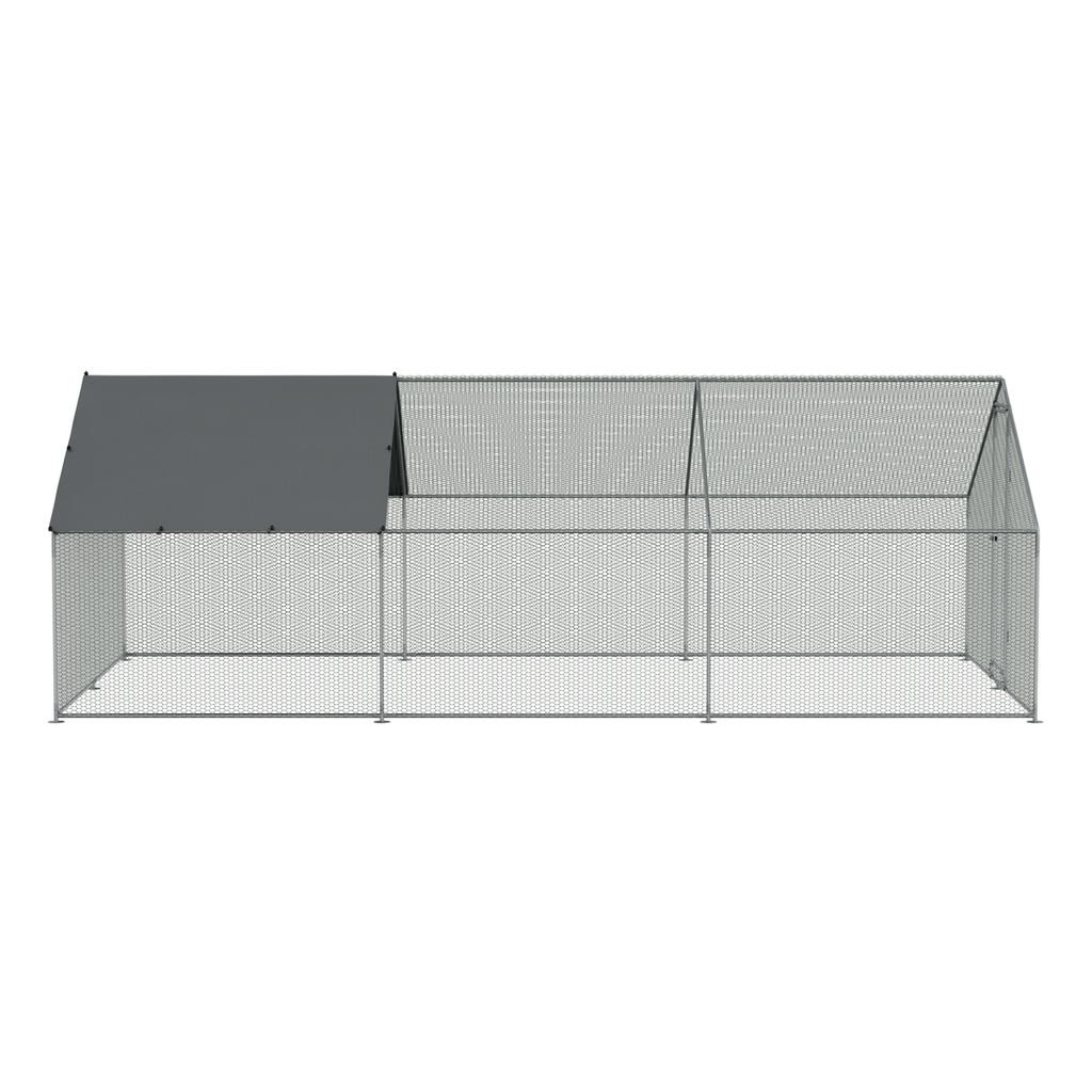 Dellonda Walk-In Galvanized Steel Chicken Run with Roof Cover & PVC Coated Chicken Wire