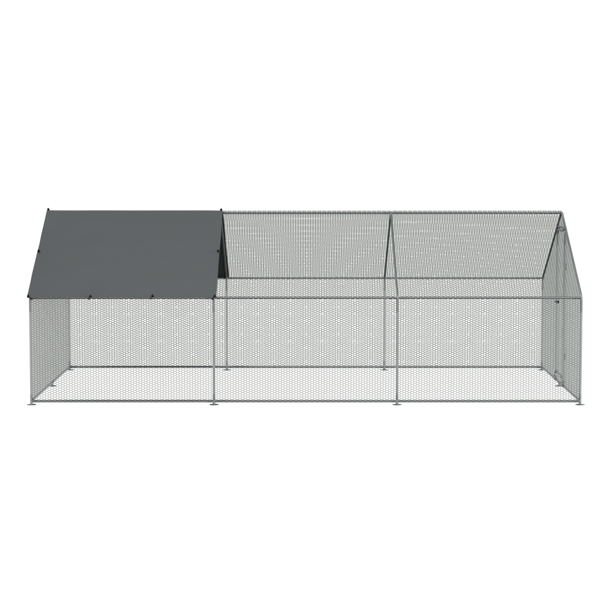 Dellonda Walk-In Galvanized Steel Chicken Run with Roof Cover & PVC Coated Chicken Wire