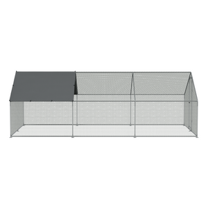 Dellonda Walk-In Galvanized Steel Chicken Run with Roof Cover & PVC Coated Chicken Wire