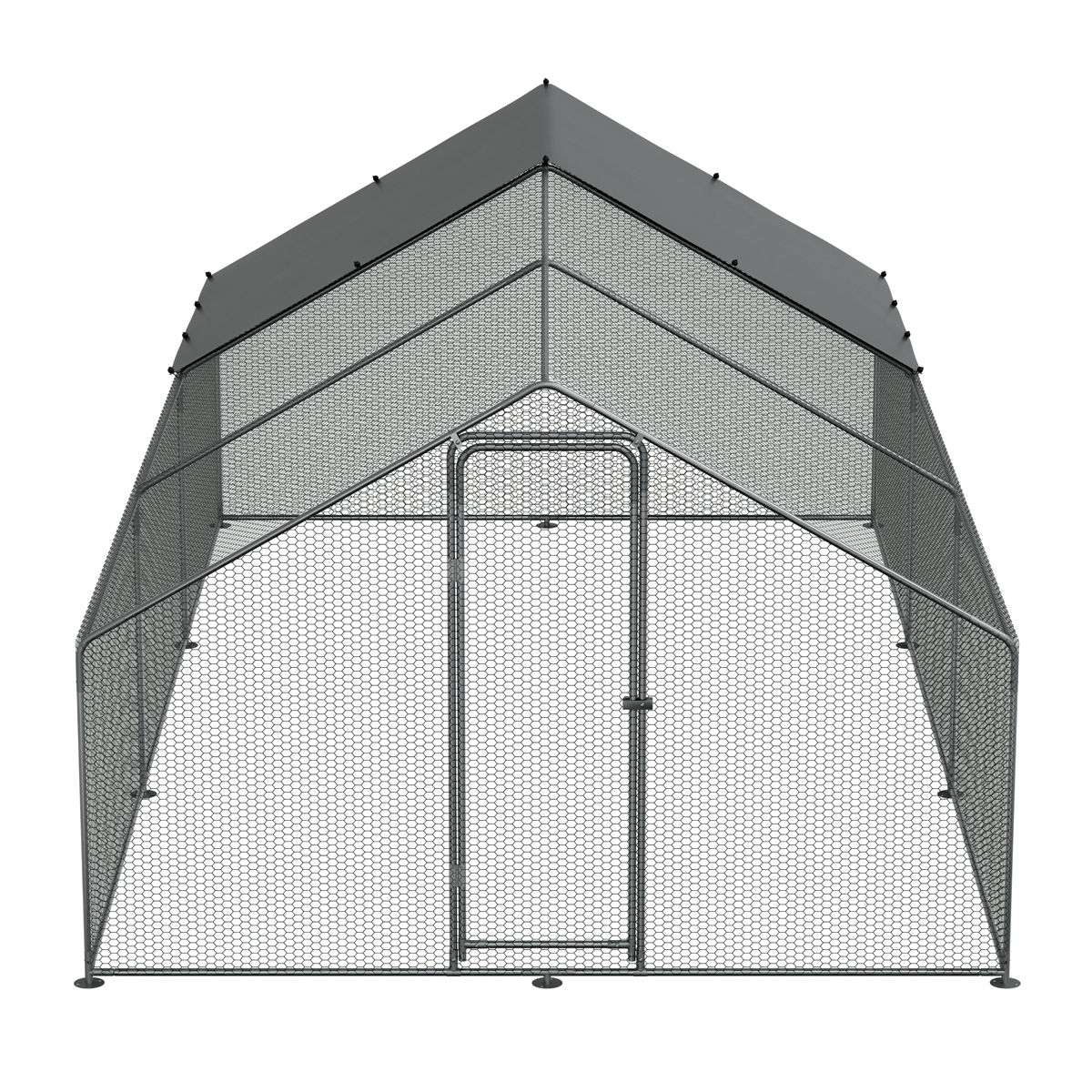 Dellonda Walk-In Galvanized Steel Chicken Run with Roof Cover & PVC Coated Chicken Wire