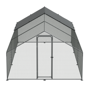 Dellonda Walk-In Galvanized Steel Chicken Run with Roof Cover & PVC Coated Chicken Wire