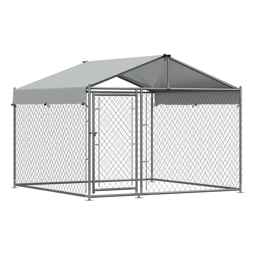 Dellonda Galvanised Steel Dog Kennel with Roof Cover, 2x2x1.5m (DG281)