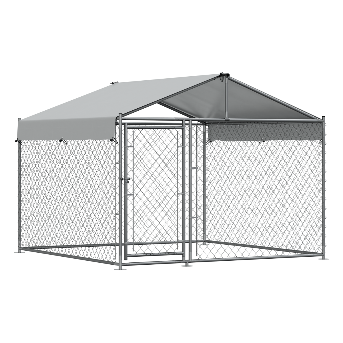 Dellonda Galvanised Steel Dog Kennel with Roof Cover, 2x2x1.5m (DG281)
