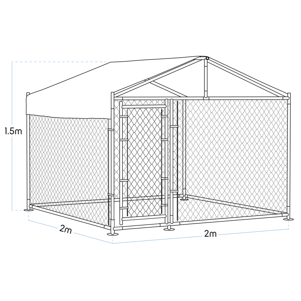 Dellonda Galvanised Steel Dog Kennel with Roof Cover, 2x2x1.5m (DG281)
