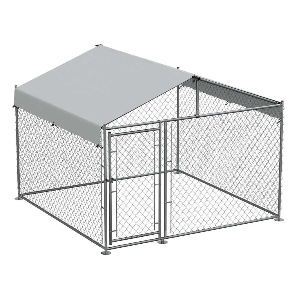 Dellonda Galvanised Steel Dog Kennel with Roof Cover, 2x2x1.5m (DG281)