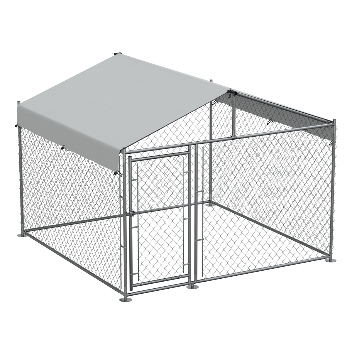 Dellonda Galvanised Steel Dog Kennel with Roof Cover, 2x2x1.5m (DG281)