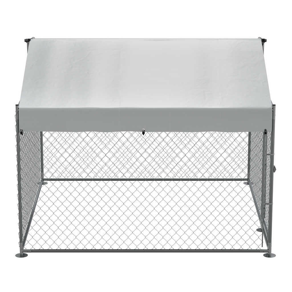 Dellonda Galvanised Steel Dog Kennel with Roof Cover, 2x2x1.5m (DG281)