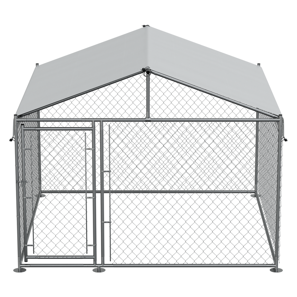 Dellonda Galvanised Steel Dog Kennel with Roof Cover, 2x2x1.5m (DG281)