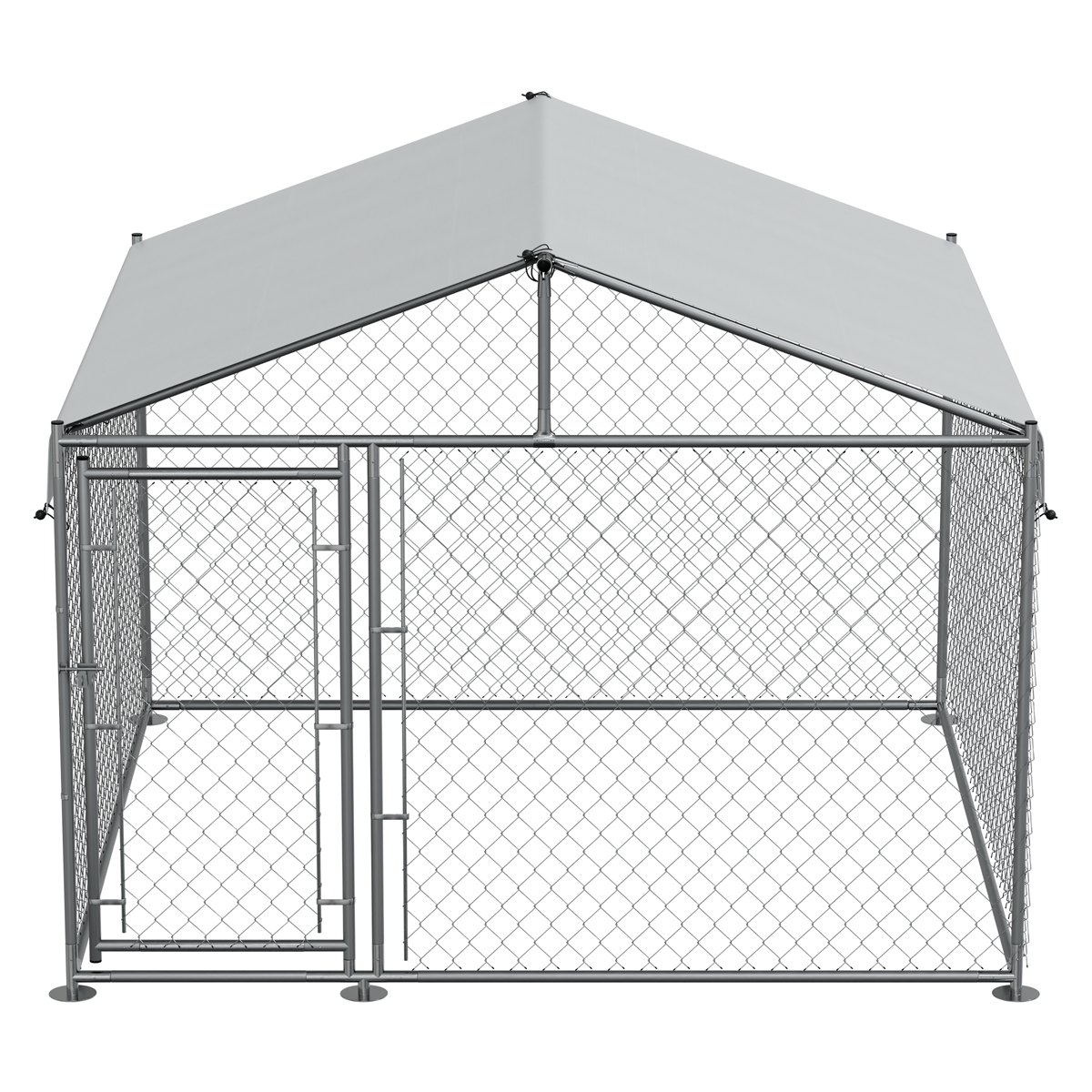 Dellonda Galvanised Steel Dog Kennel with Roof Cover, 2x2x1.5m (DG281)