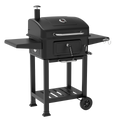 Dellonda Charcoal Grill BBQ Smoker & Trolley with 2 Side Shelves - Black