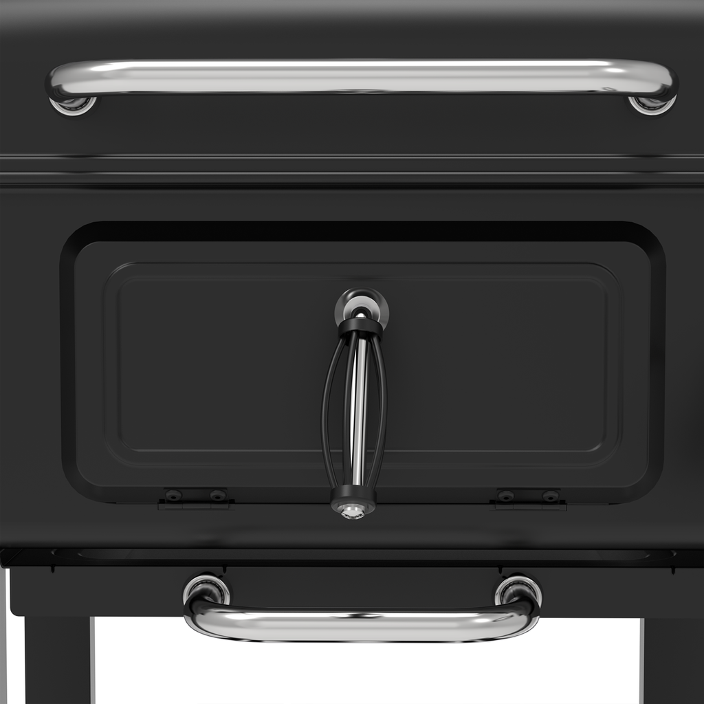 Dellonda Charcoal Grill BBQ Smoker & Trolley with 2 Side Shelves - Black
