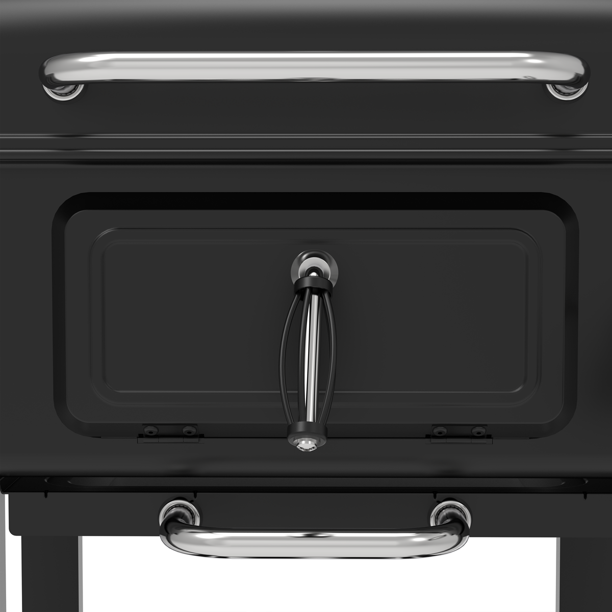 Dellonda Charcoal Grill BBQ Smoker & Trolley with 2 Side Shelves - Black