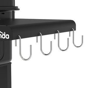 Dellonda Charcoal Grill BBQ Smoker & Trolley with 2 Side Shelves - Black