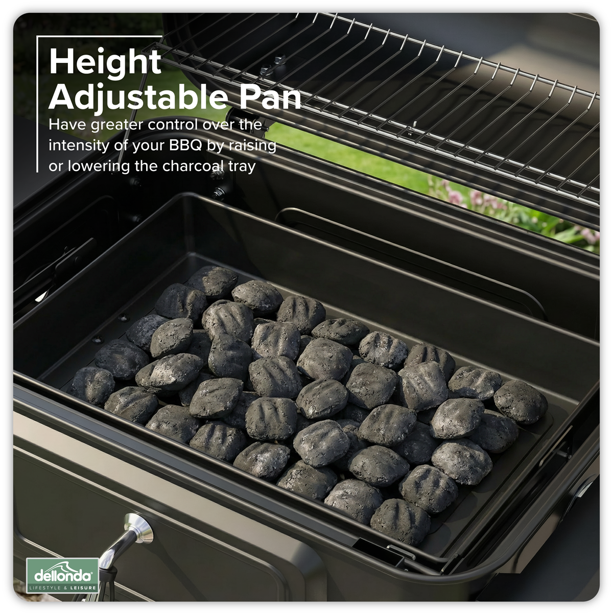 Dellonda Charcoal Grill BBQ Smoker & Trolley with 2 Side Shelves - Black