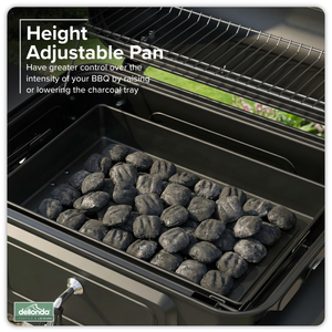 Dellonda Charcoal Grill BBQ Smoker & Trolley with 2 Side Shelves - Black