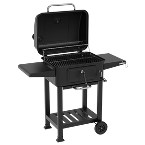 Dellonda Charcoal Grill BBQ Smoker & Trolley with 2 Side Shelves - Black
