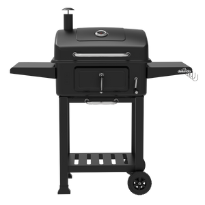 Dellonda Charcoal Grill BBQ Smoker & Trolley with 2 Side Shelves - Black