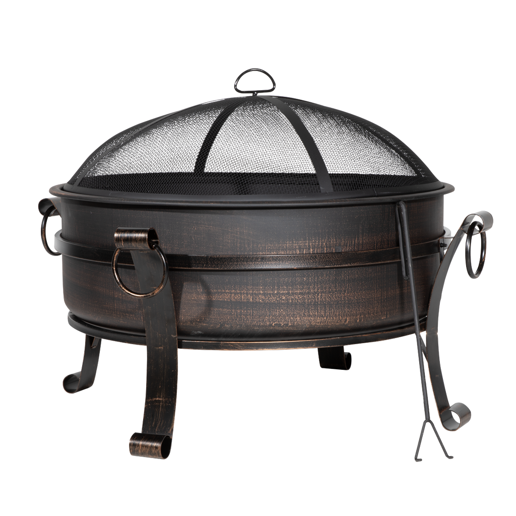 Dellonda Deluxe Outdoor Fire Pit/Coffee Table 30" with Cover, Antique Bronze (DG237)