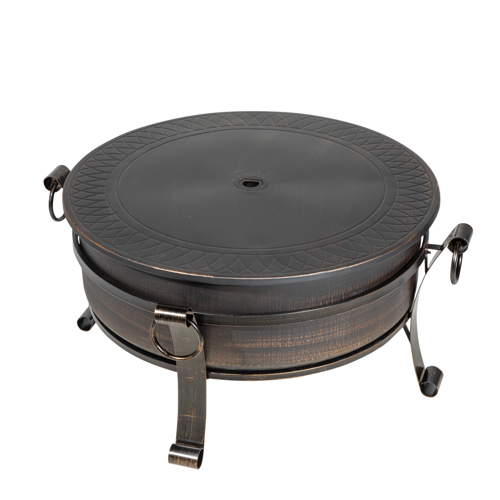 Dellonda Deluxe Outdoor Fire Pit/Coffee Table 30" with Cover, Antique Bronze (DG237)