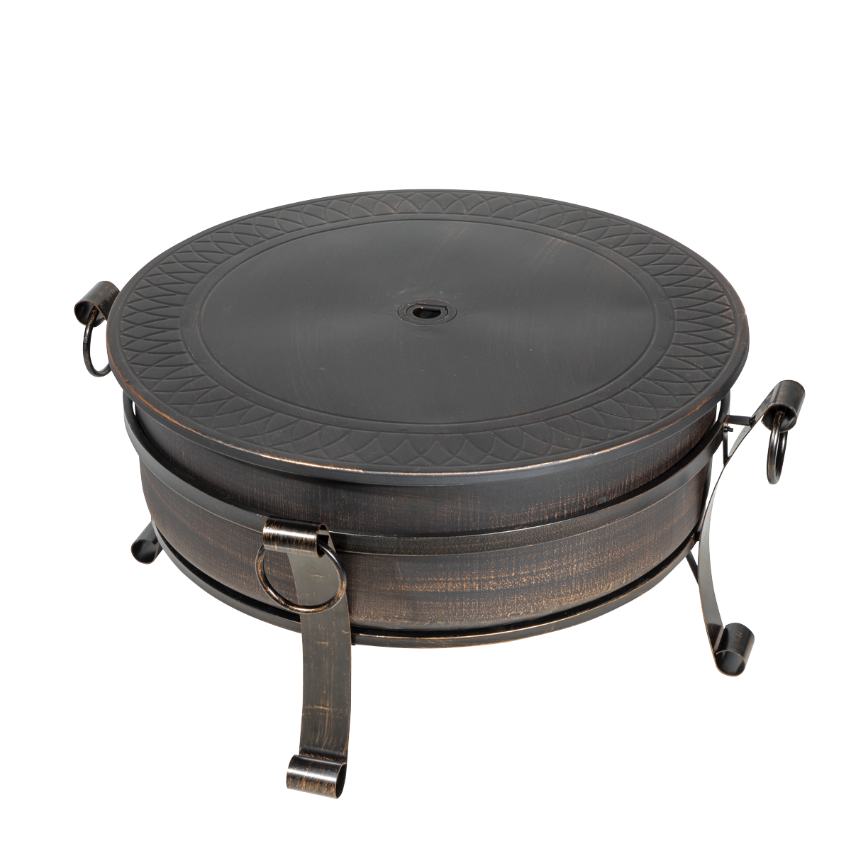 Dellonda Deluxe Outdoor Fire Pit/Coffee Table 30" with Cover, Antique Bronze (DG237)