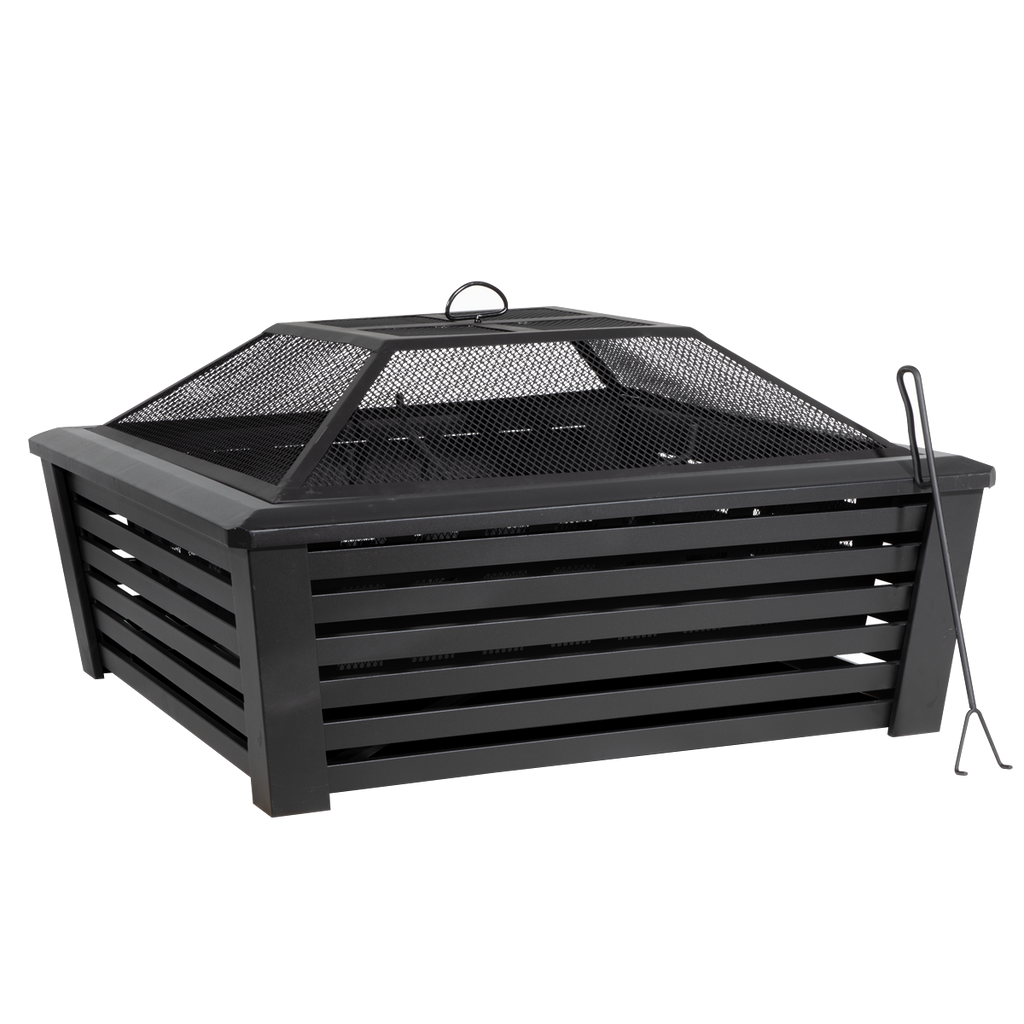 Dellonda Square Outdoor Fire Pit 35in, Black (DG43)