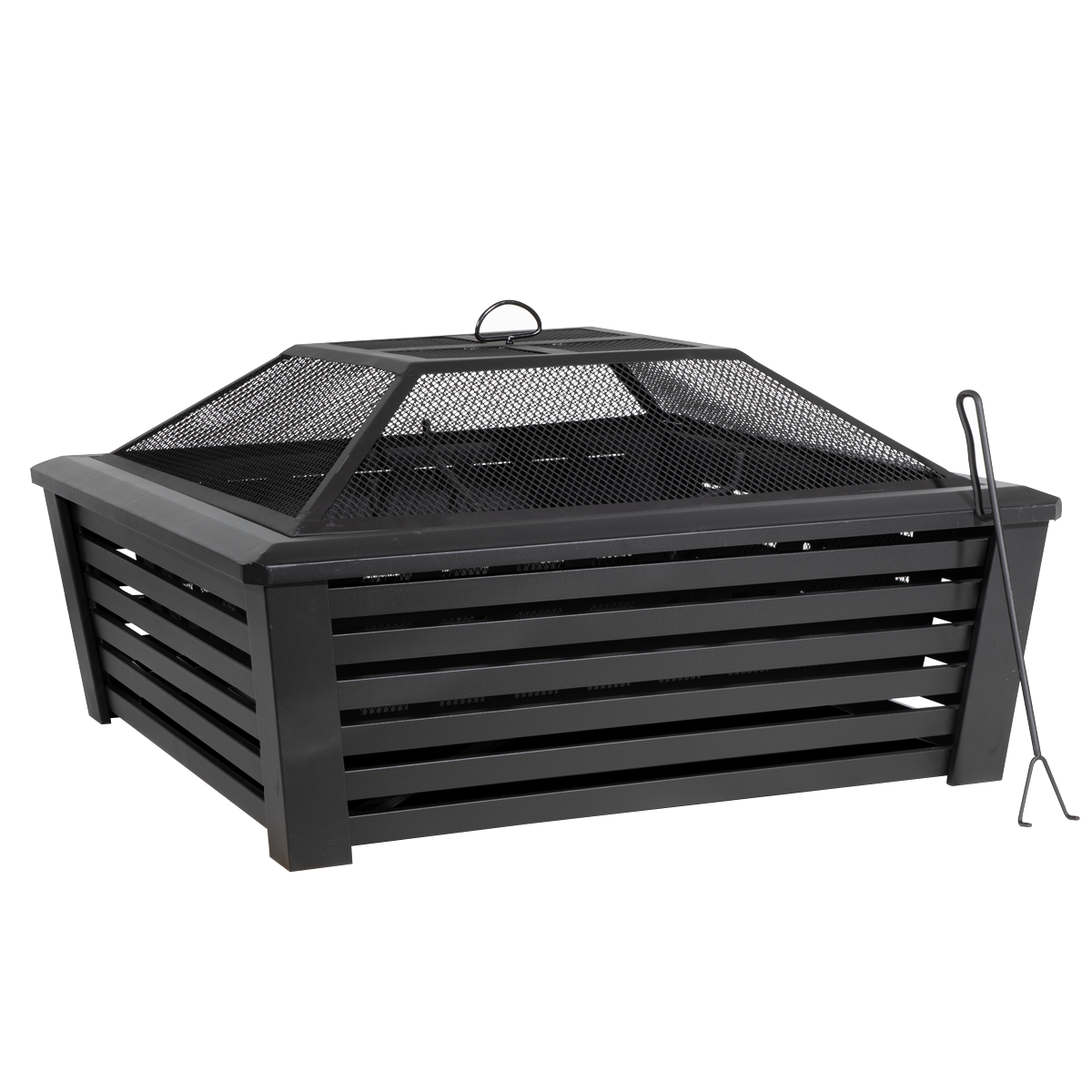 Dellonda Square Outdoor Fire Pit 35in, Black (DG43)