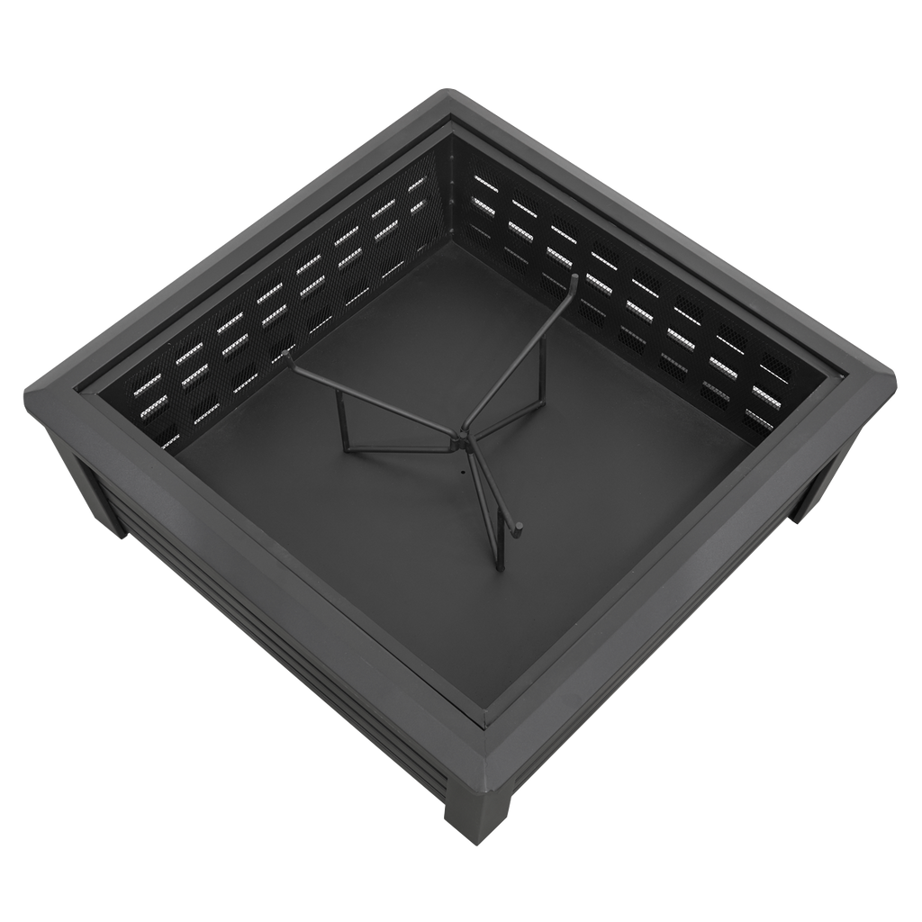 Dellonda Square Outdoor Fire Pit 35in, Black (DG43)