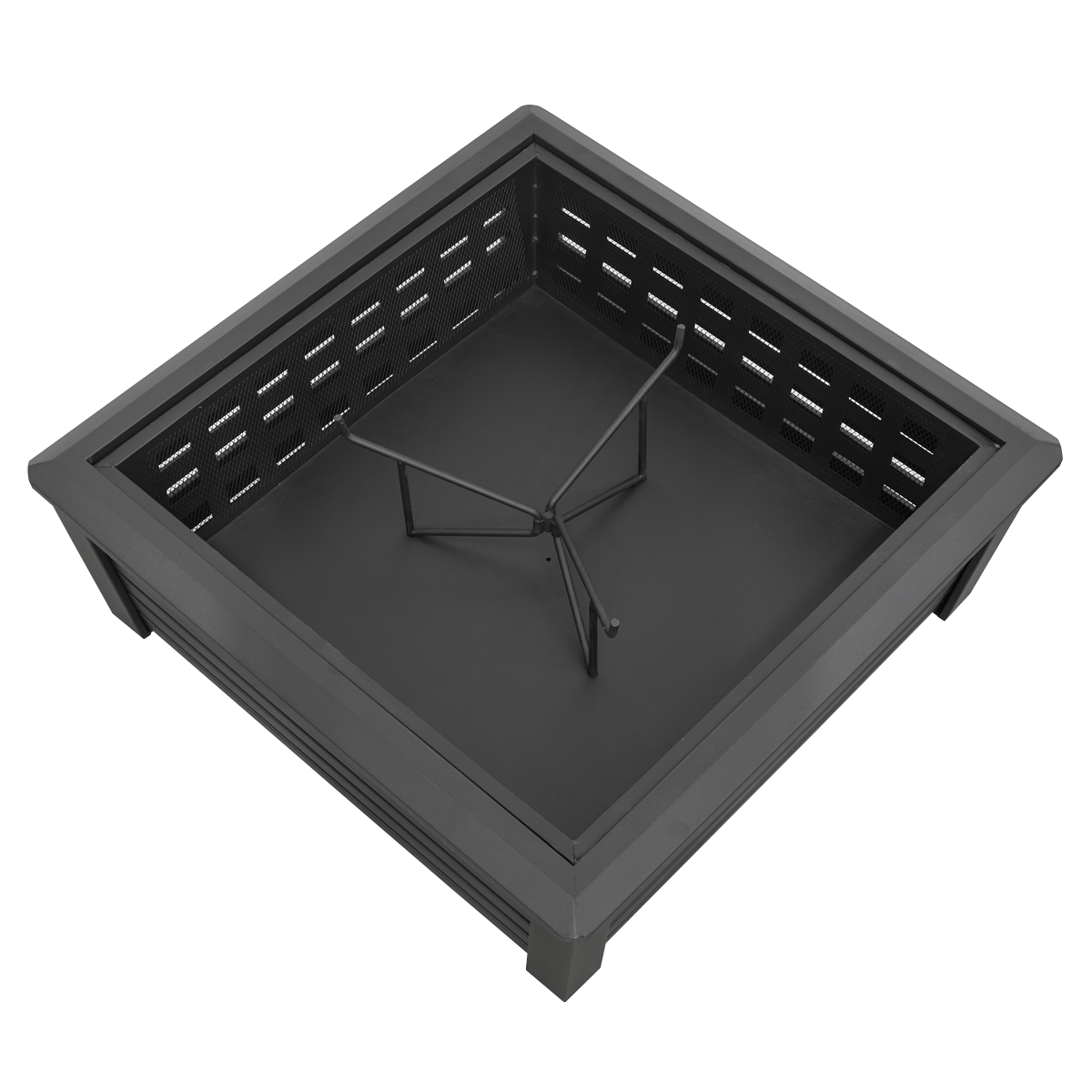 Dellonda Square Outdoor Fire Pit 35in, Black (DG43)
