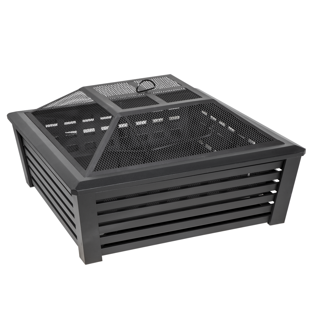 Dellonda Square Outdoor Fire Pit 35in, Black (DG43)