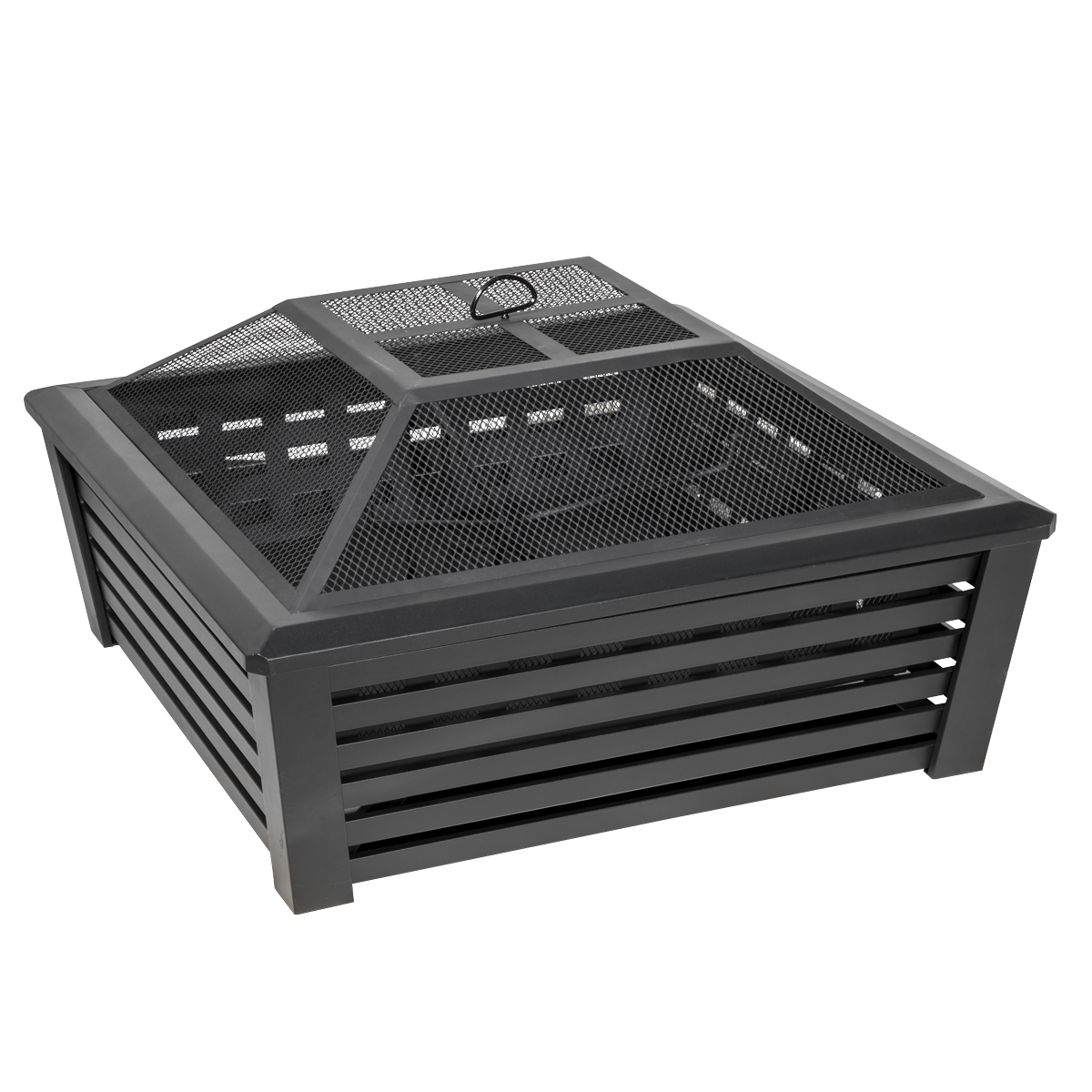 Dellonda Square Outdoor Fire Pit 35in, Black (DG43)
