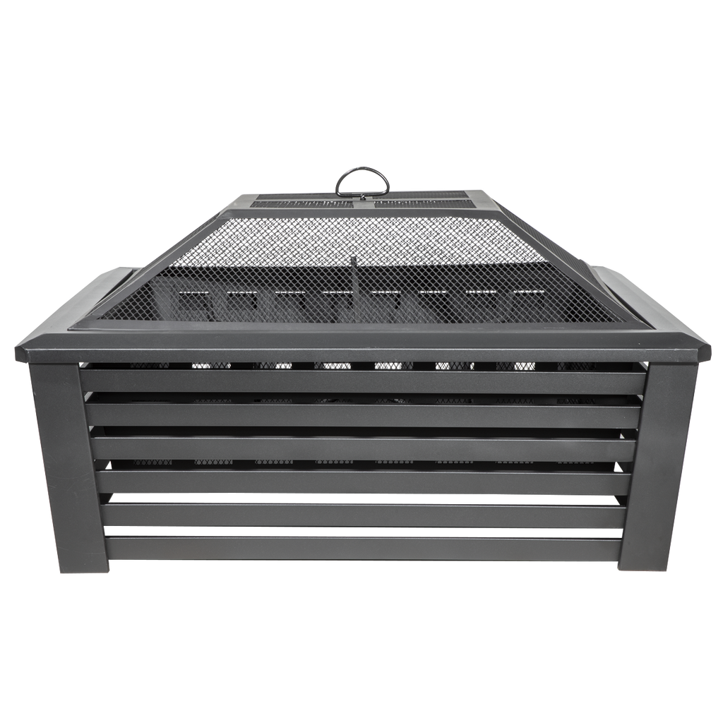 Dellonda Square Outdoor Fire Pit 35in, Black (DG43)
